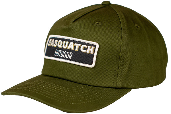 Sasquatch Outdoor Hat Design 2 Baseball Snapback Green Front Quarter