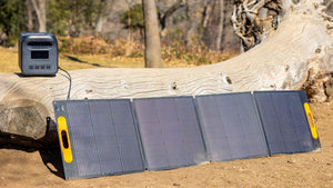 Sasquatch Outdoor 200F Portable Folding Solar Panel and 1800W Portable Power Station on Tree - Onsite Oak Glen Ca