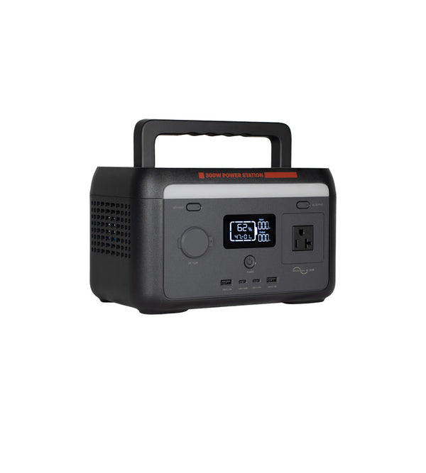 Sasquatch Outdoor 300W Power Station Front Angle Handle Up Screen On