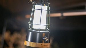 Sasquatch Outdoor Rope Lantern Close Up Night Time Light On