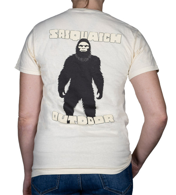 Sasquatch Silhouette Shirt Ivory Woman Back Pocket View 2