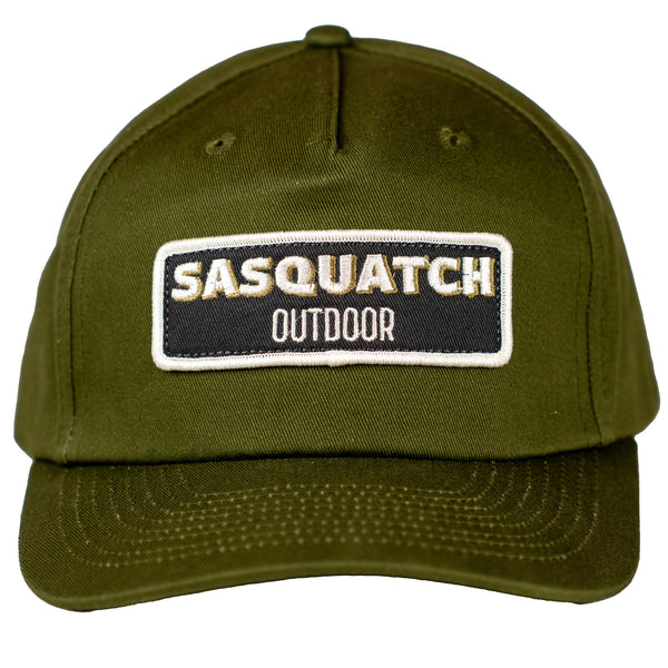 Sasquatch Outdoor Hat Design 2 Baseball Snapback Green Front