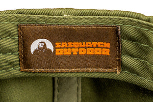 Sasquatch Outdoor Hat Design 2 Baseball Snapback Green Inside Squatch Label