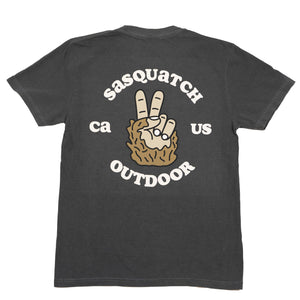 Sasquatch Outdoor Peace Sign Shirt Charcoal Black Back
