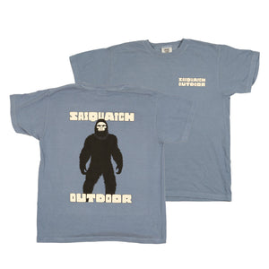 Sasquatch Outdoor Shirt Silhouette Blue Jeans Front and Back Youth Size